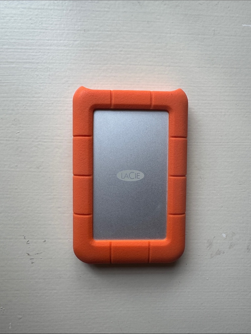 LaCie Portable External Hard Drive with Orange Protective Bumper 500 GB